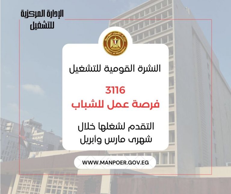 “القوى العاملة”: 41 شركة خاصة تعلن عن 3116 فرصة عمل في 11 محافظة ..منها لذوي همم .